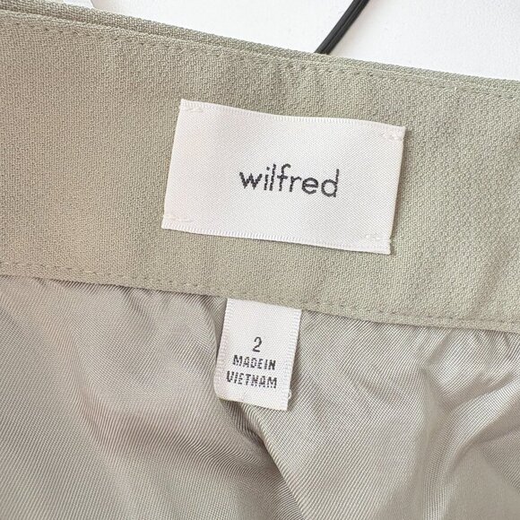Aritzia Wilfred Tai High Waisted Button Up Mini Skirt Sage Green Size 2 - Picture 4 of 5